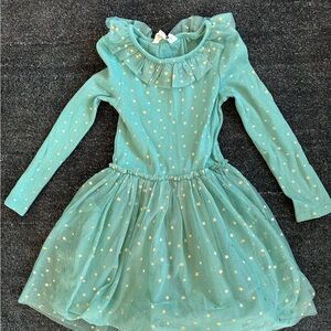 Mini Boden green dress with gold stars